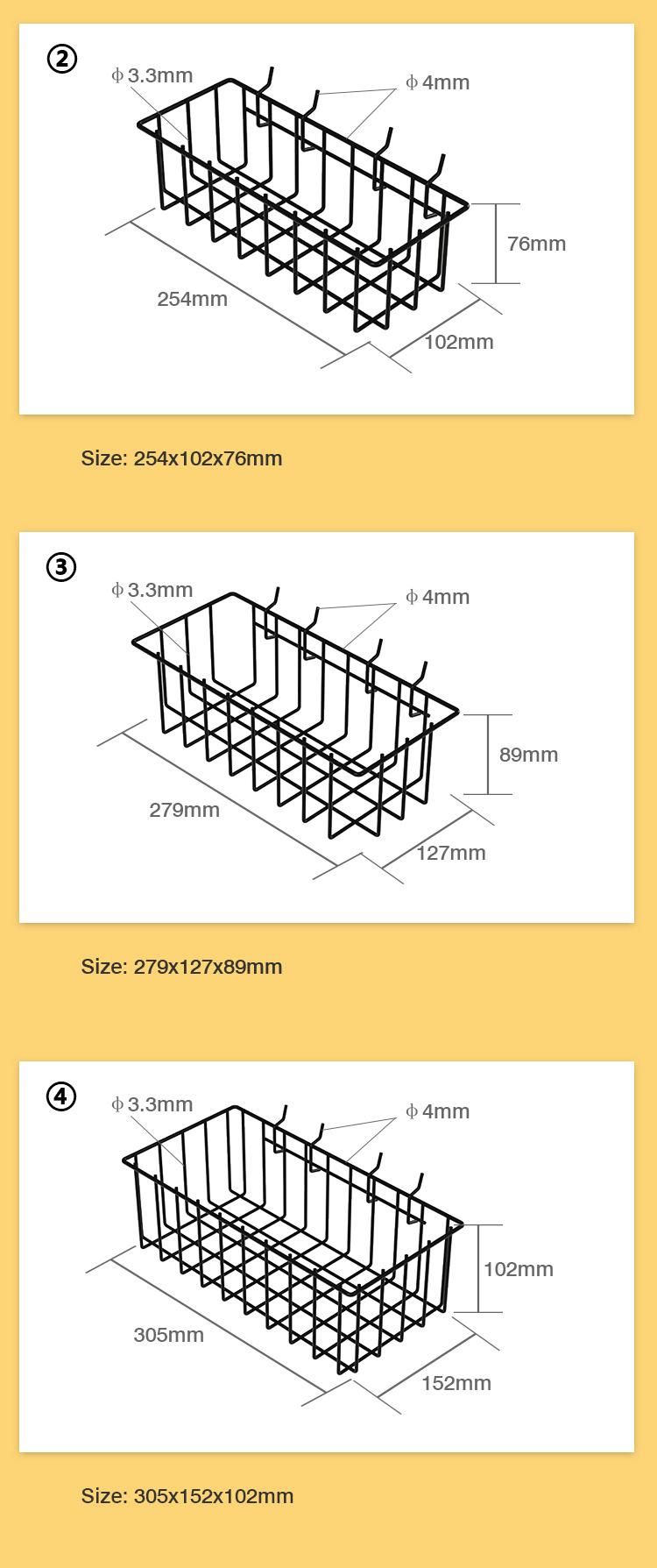 Multipurpose Metal Plastic Dipping Grid Wire Mesh Display Hanging Baskets