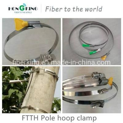 FTTH Steel Band Single Bolts Adjustable Pole Clamp
