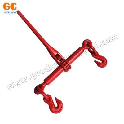 Rigging Hardware Drop Forged Steel Chain Tensioner Cargo Lashing Ratchet Type Red Accessory Load Binder with Hooks