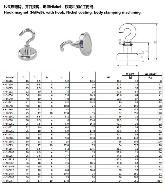 Colorful Painted Neodymium Hook Magnet with M4 Hook