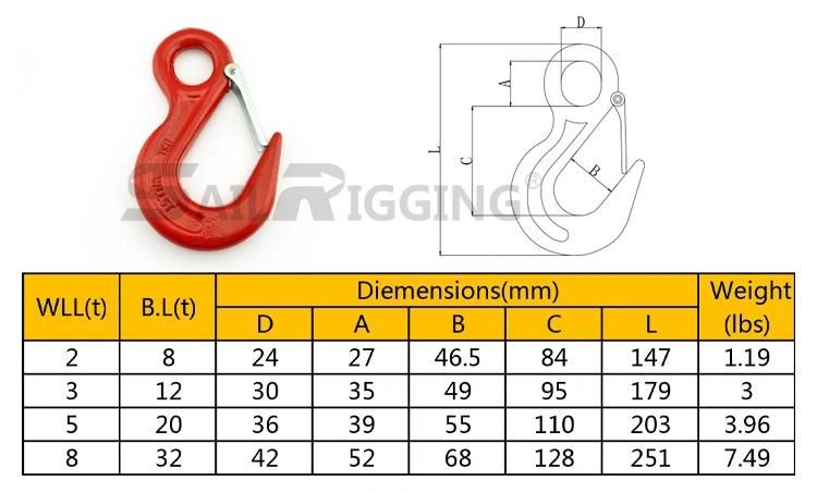 Galvanized G80 Eye Grab Sling Hook with Safety Latch