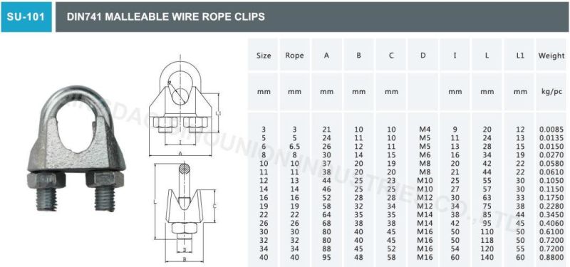 DIN741 DIN1142 a Type U. S. Type Forged/Casting Wire Rope Clips
