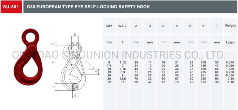 G80 European Type Eye Self-Locking Safety Hook