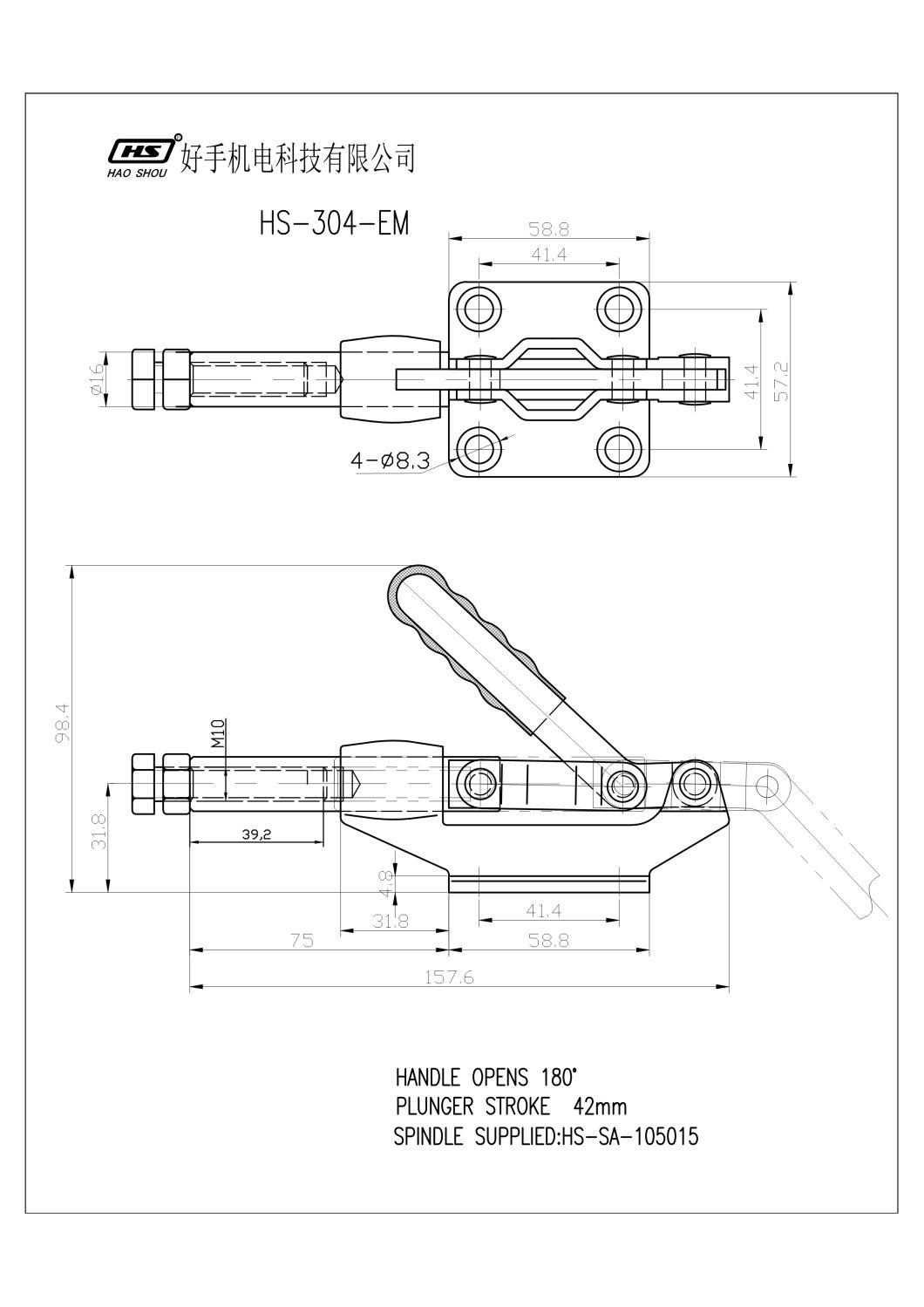 HS-304-Em Taiwan Factory Push Pull Type Toggle Clamp Holding Capacity 386kg Same as 608-M