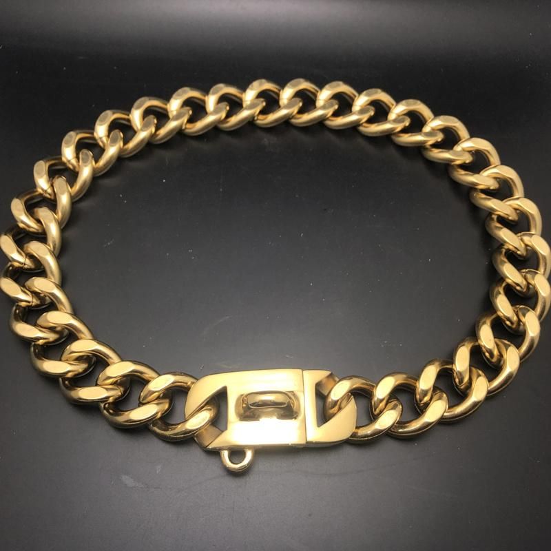 Gold Hardware Stainless Steel Cuban Dog Choker Dog Collar Dog Chains Bulldog Doberman
