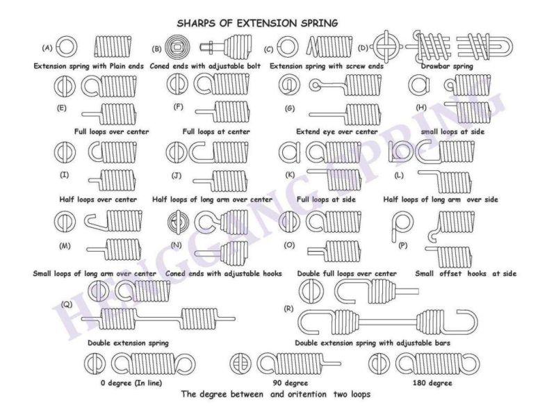 Custom Carbon Steel Flat Wire Extension Springs with Ends Hook