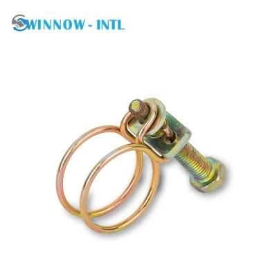 Zinc Plated Adjustable Pipe Clamp Double Wire Hose Clip
