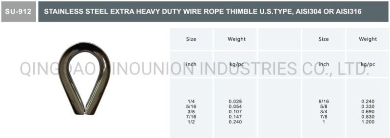 Stainless Steel G414 Heavy Duty Wire Rope Thimble AISI304 AISI316