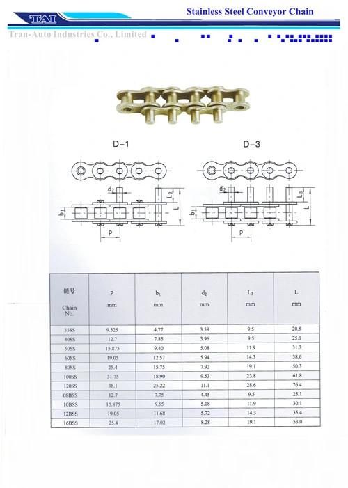 Stainless Steel Conveyor Roller Chain (35SS, 40SS)