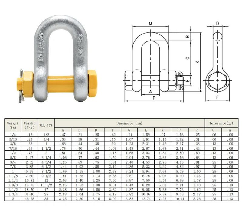 Us Type Forged Bolt Type G2150 Chain Shackle