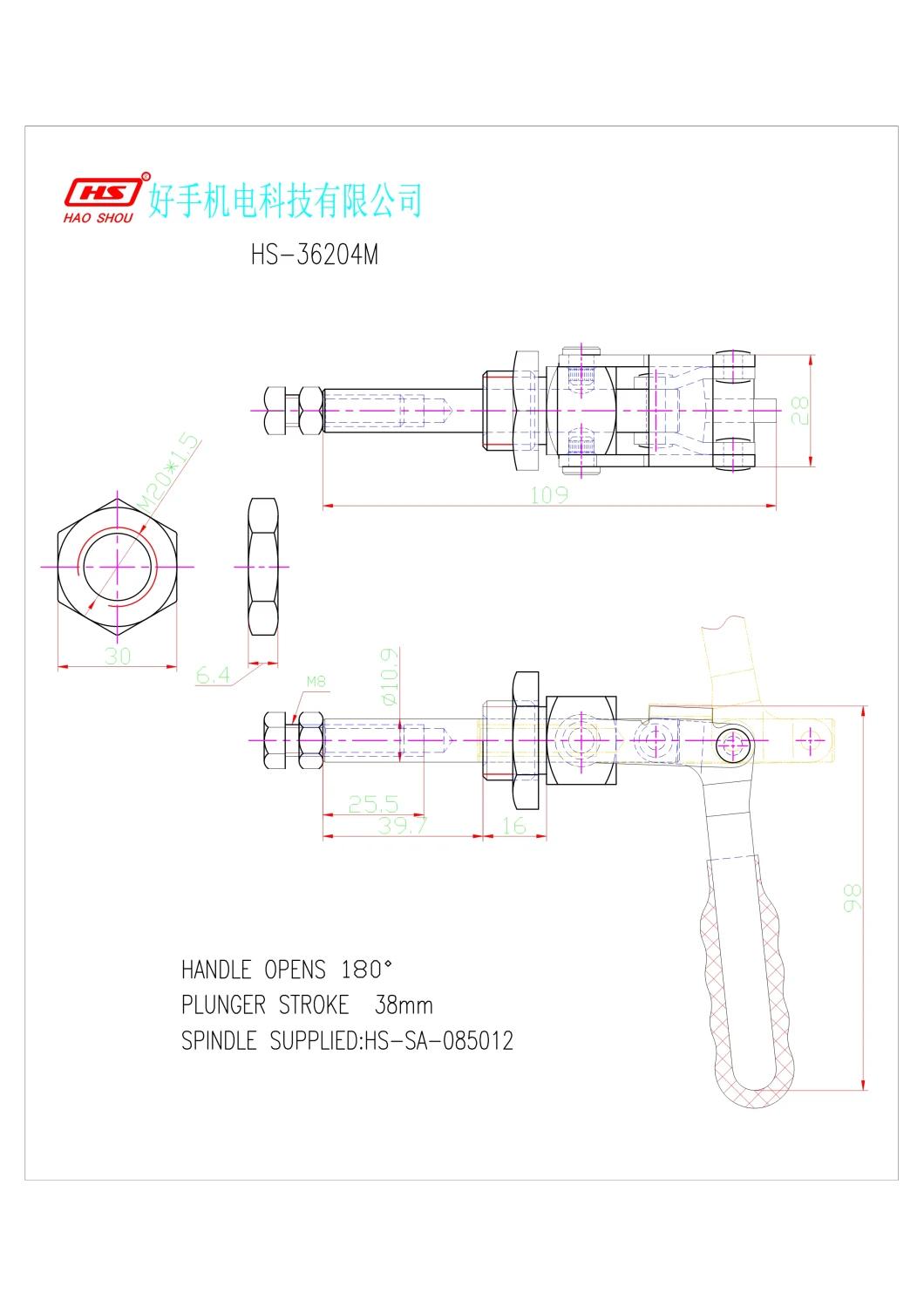 New Product Heavy Duty Mechanical Equipment Latch Type Push Pull Toggle Clamp HS-36204m