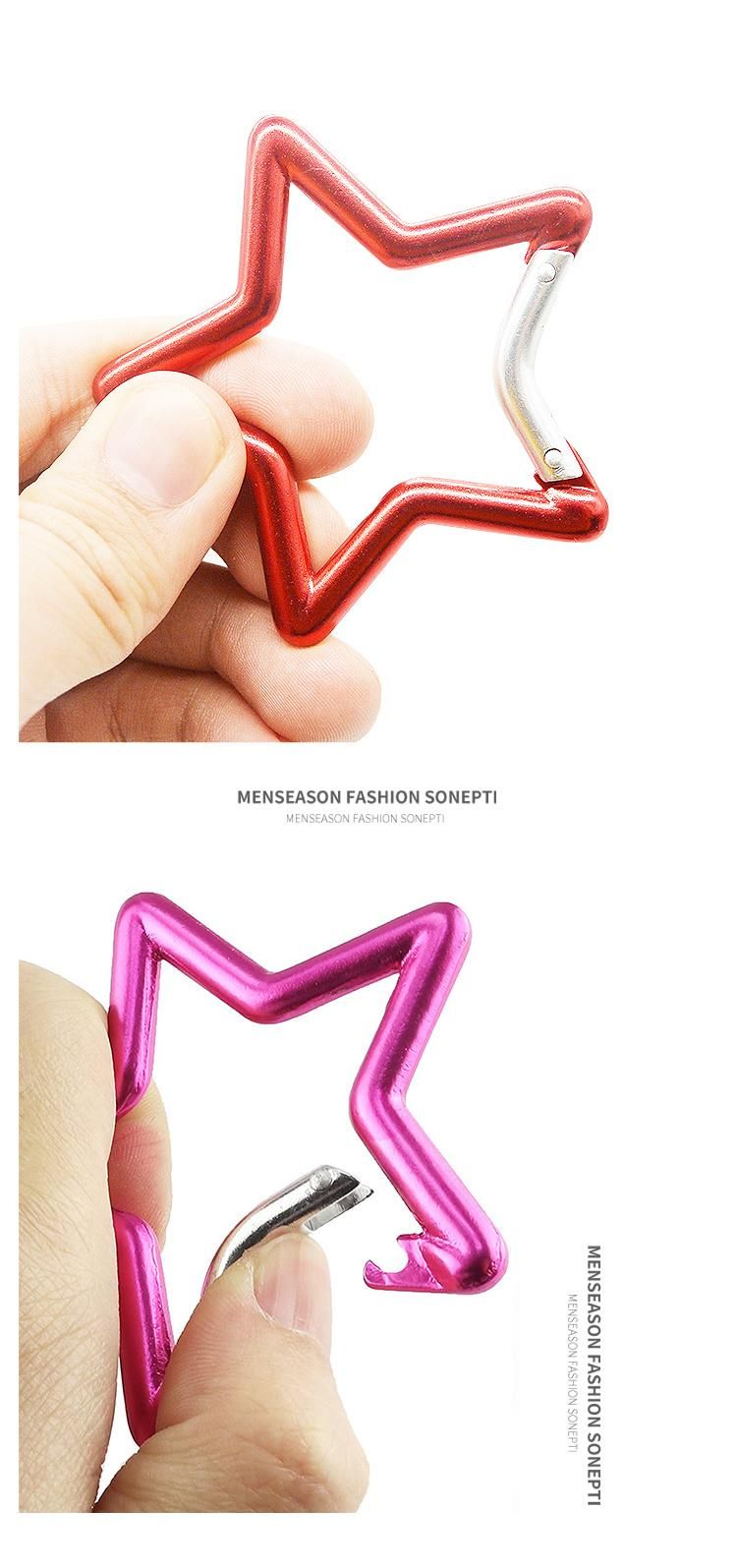 Aluminum Colorful Star Shape Carabiner with Bent Gate