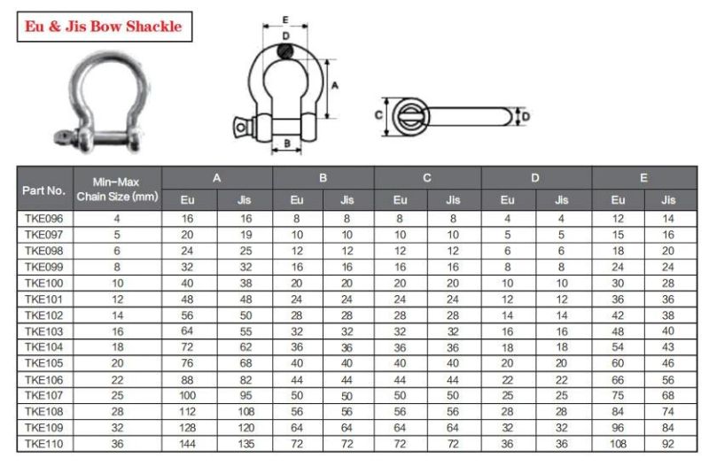 2mm 3mm 4mm European Type Anchor Bow Shackle