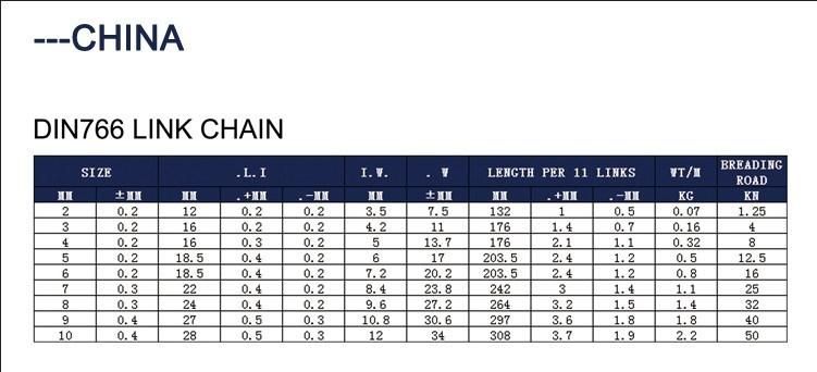 DIN763 16mm SS304 Long Link Anchor Chain