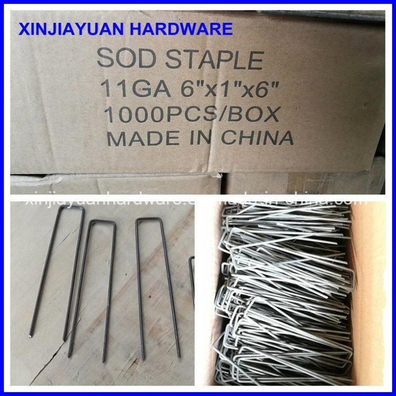 6′′x1′′x6′′ Black / Galvanized Square Top U Type Weed Mat Pin