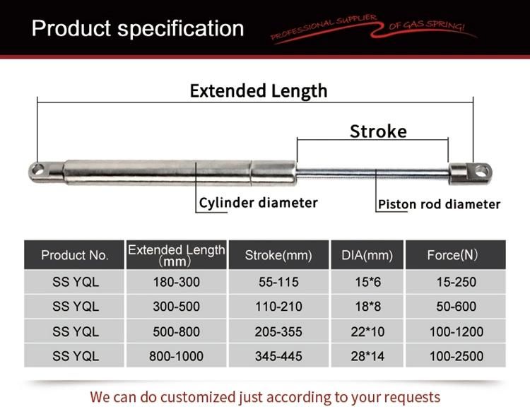 Ss316 Gas Spring Gas Struts for Marine