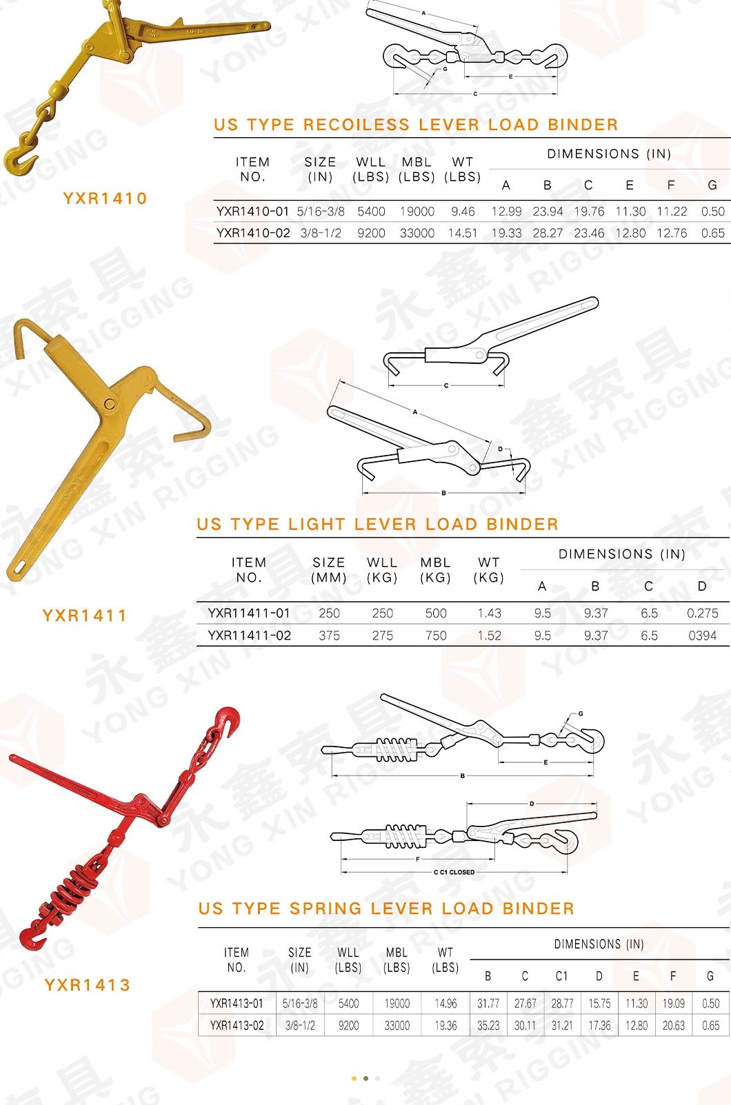Marine Hardware Load Binder Supplier Heavy Duty Us Type Ratchet Lever Chain Load Binder