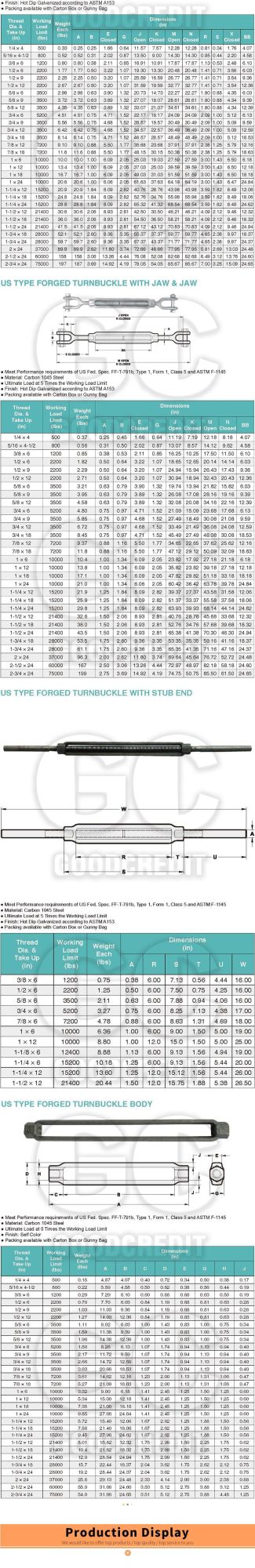 Stainless Steel/Galvanized Drop Forged Wire Rope Turnbuckle with Eye and Jaw