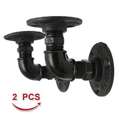 Black Cast Iron Pipe Bracket for Home or Office Shelves