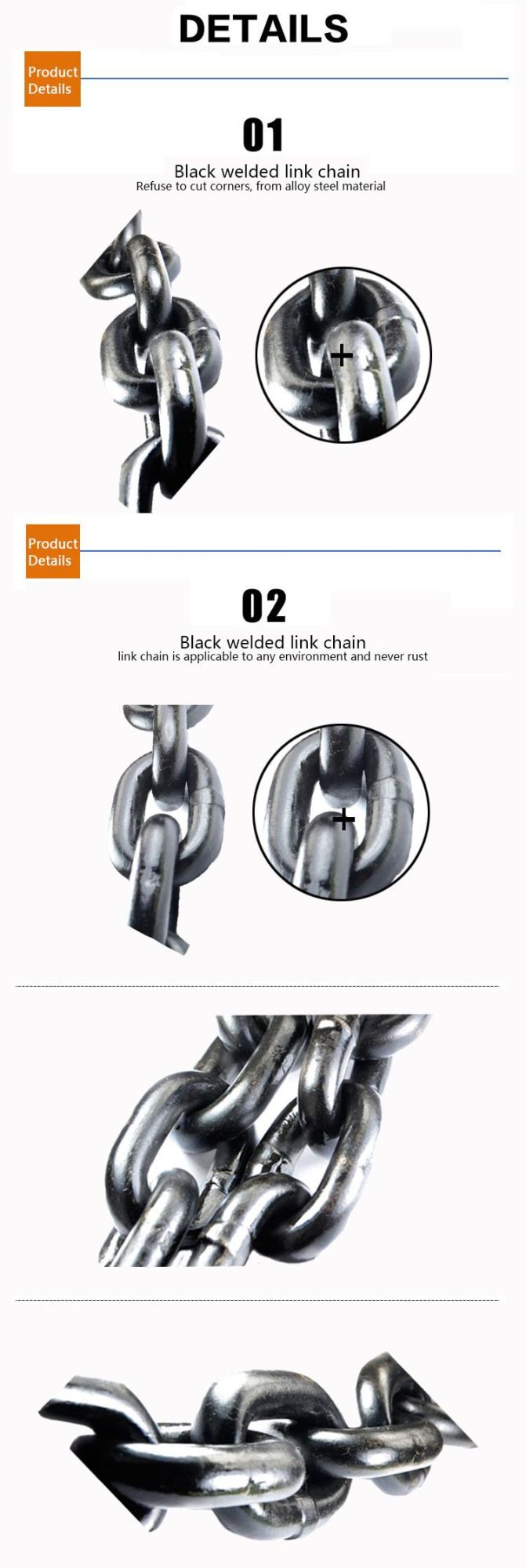 Hardware Black Color Alloy Steel G80 Chains for Lifting Sling