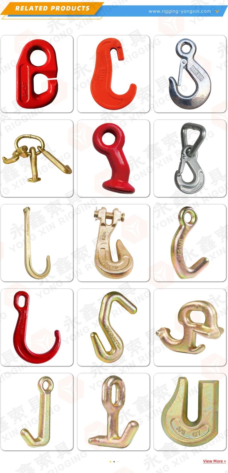 Factory Standard 5/16" Grade 70 G70 Forged 4700 Lbs 15inch Towing J-Hooks, 4inch J and T-Hook Towing Chain Bridle Rtj Clusters
