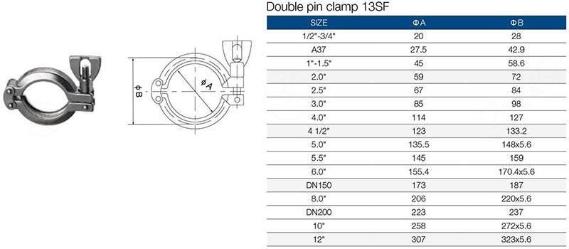 Stainless Steel Casting 13sf Double Pin Clamp