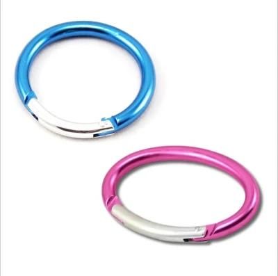 Aluminum Round-Ring Spring Loaded Small Keychain Carabiner Clip