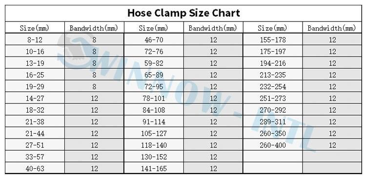 Custom Sizes American Type W2 W4 Stainless Steel Worm Drive Hose Clamp