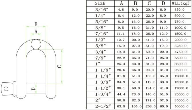 304/316 Stainless Steel Us Type Screw Pin Chain Dee Shackle
