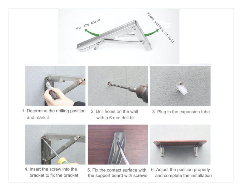 10% off / Stainless Steel Triangle Bracket for Wall Foldable Table