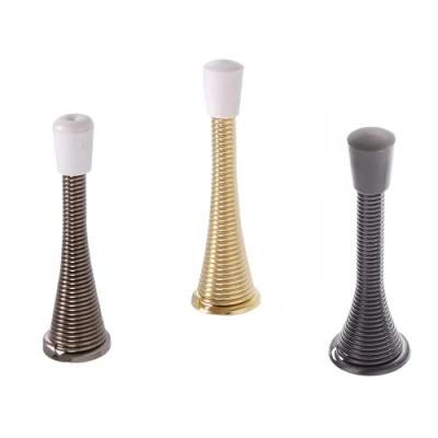 Door Stopper 3-Inch Trumpet Spring Flexible Protect Walls Polished Brass
