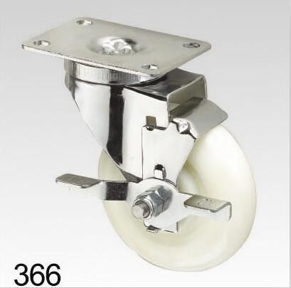White PP Industrial Swivel with Lock Caster