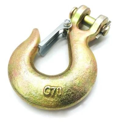 G70 Zinc Plated Crane Lifting Drop Forged Eye Grab Hook with Safety Latch