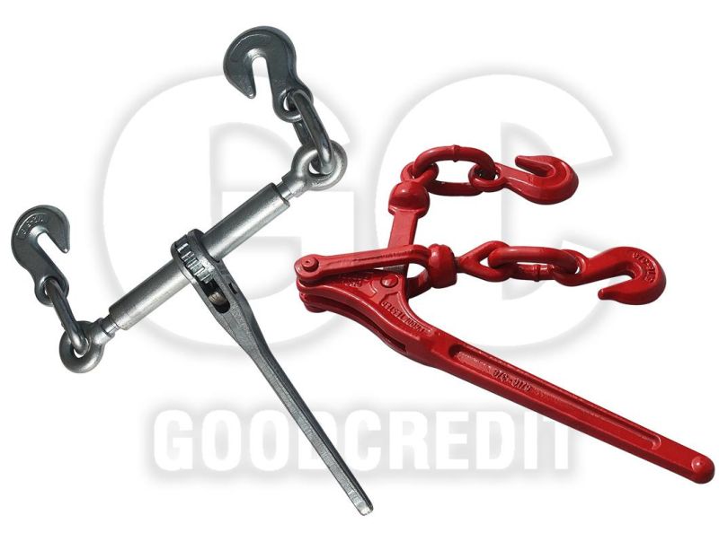 Heavy Duty Rigging Hardware Drop Forged Steel Chain Tensioner Ratchet Type Red Accessory Load Binder with Hooks