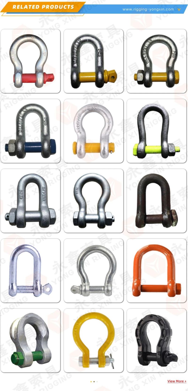 Wholesale Hardware Rigging Galvanized Us Type Drop Forged Carbon Steel G210 Shackle Straight Dee D Shape Chain Anchor Shackle