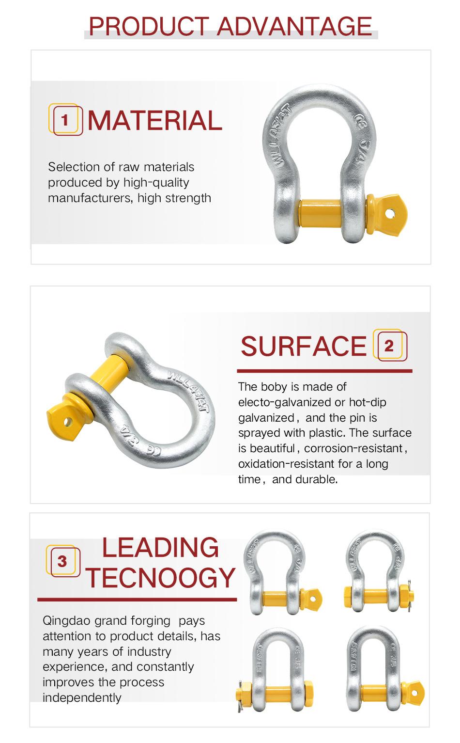 Factory Us Type Shackle Screw Pin Anchor Shackles G209 Hardware