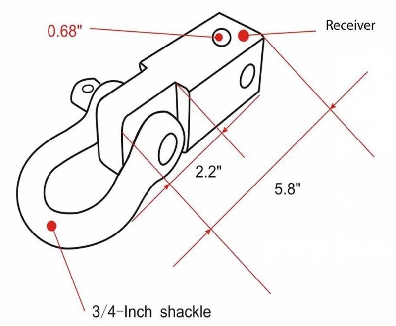 Steel Durable Anti Rust Trailer Arm Ball Mount Connector Bow Shackle Hitch Receiver