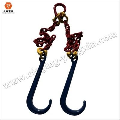 7100 Lbs Safe Working Load G80 Tow Recovery V Chain Kits with J-Hook &amp; Eye Cradle Grab Hook