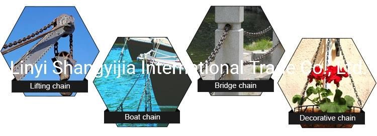 Zinc Plated Grade30 Deburred Fettled Smooth Welding Chain DIN5685c DIN763 Long Link Chain