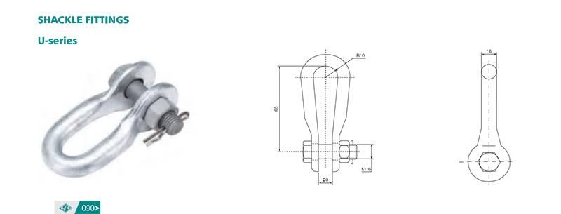 70kn Hot DIP Galvanized Steel U Shackle, Anchor Shackle