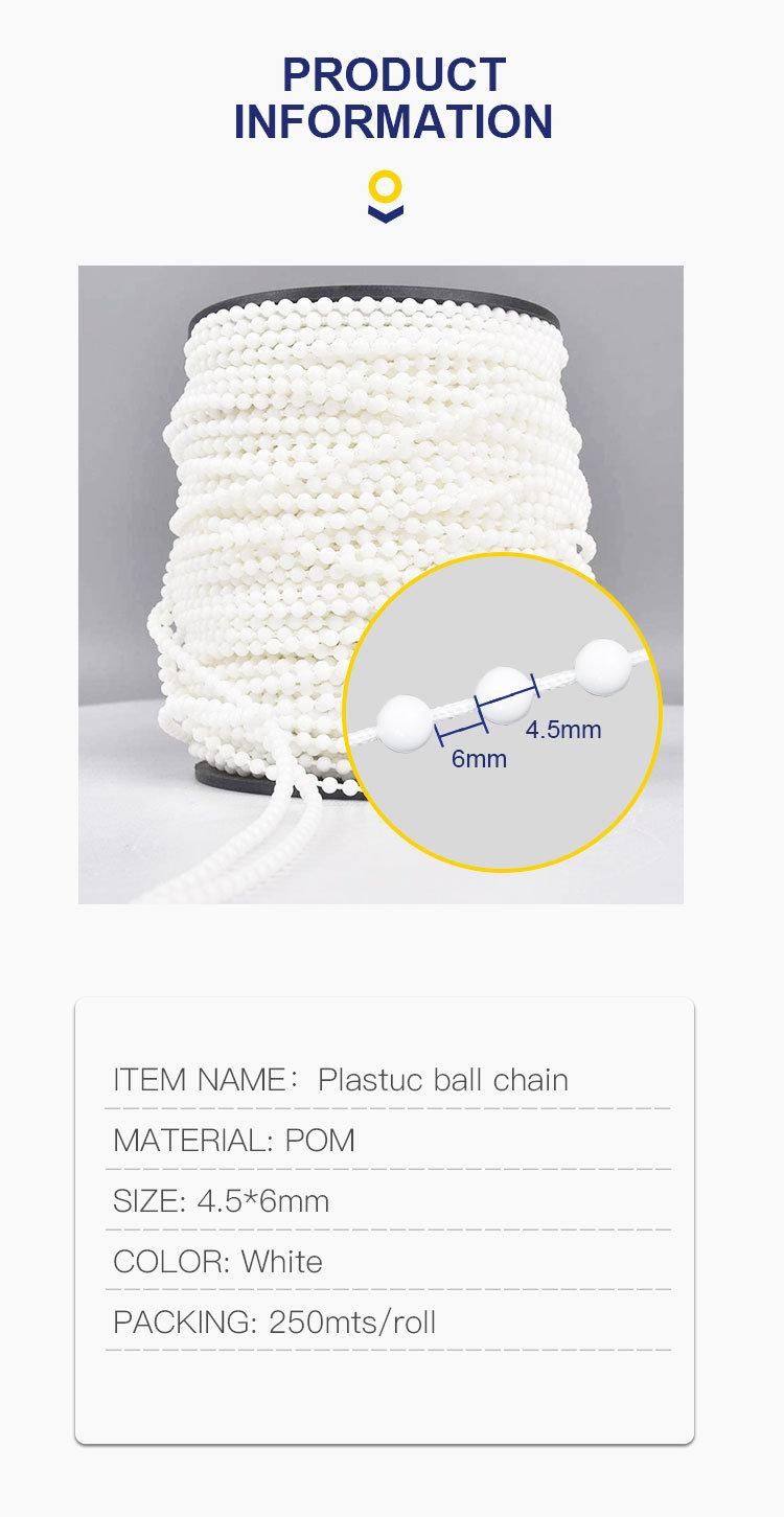 4.5mm Plastic Roller Blind Fittings Beaded Ball Chains