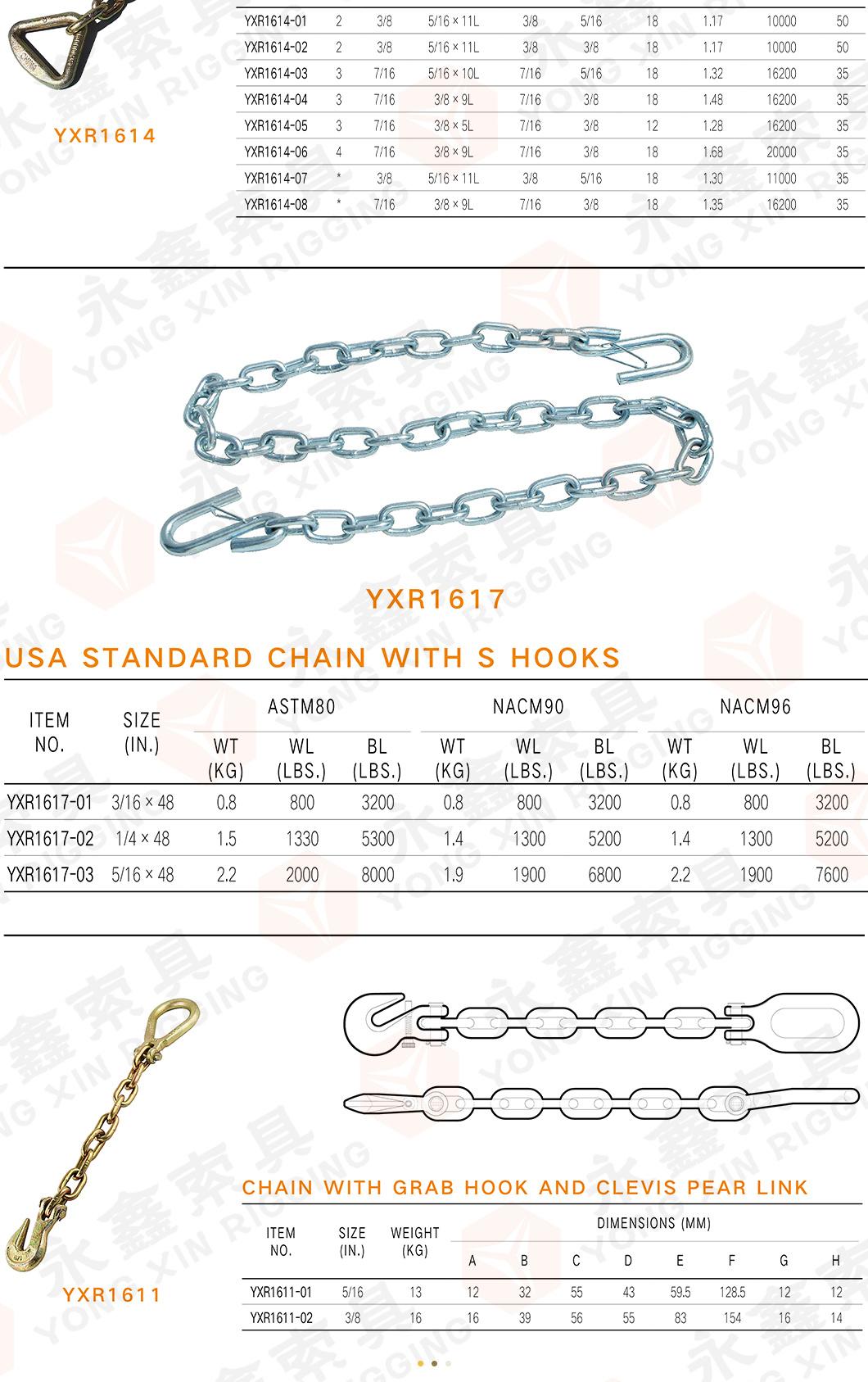 High Quality High Strength Heavy Duty G70 Yellow Zinc Plated Tow Chains Drag Manufacture Chains
