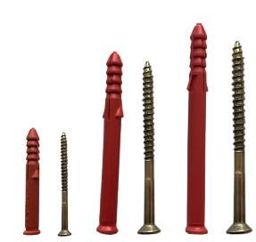 Plastic Concrete Anchors Plug Wall Anchor with Red Nylon Tube Nylon Expansion Nails for Construction