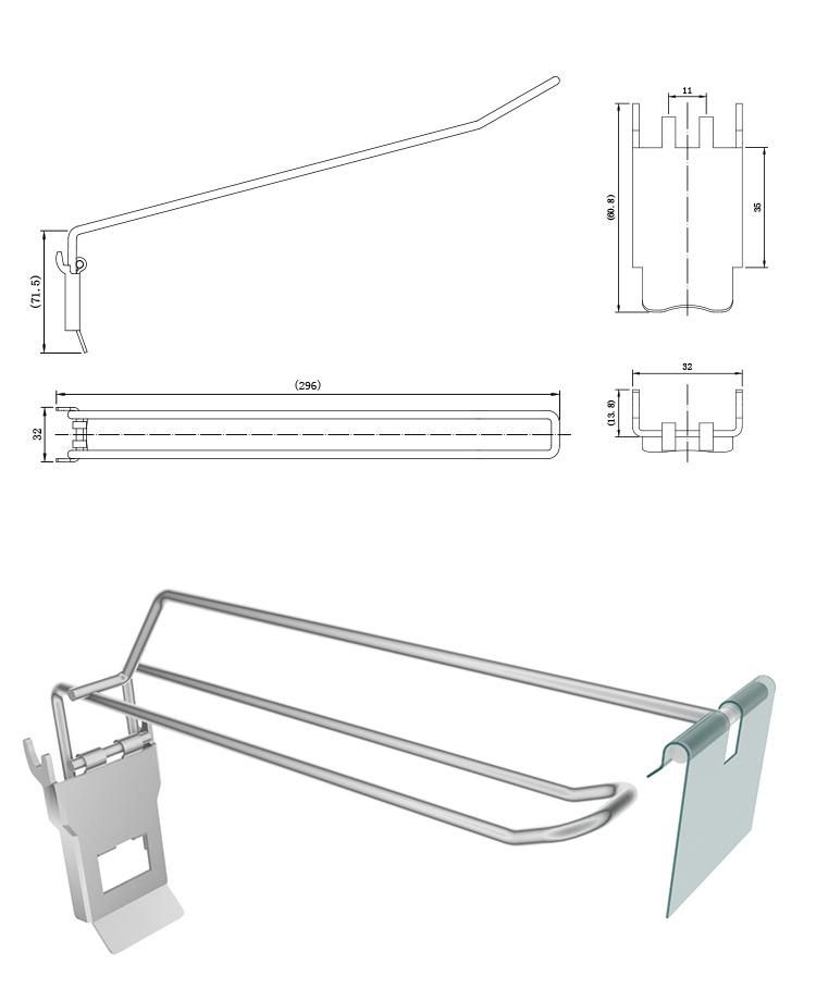 Supermarket Grocery Store Retail Metal Promotion Chrome Plated Pegboard Perforated Wire Hanging Display Hook