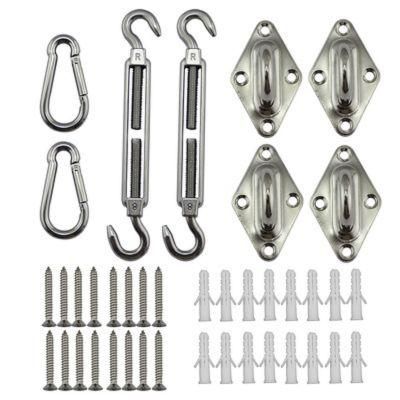 Hardware Kit for Sun Shade Sails Turnbuckles, Pad Eye, Carabineers, Screws, Expansion Anchor Bolts 5mm Thick Wyz14549