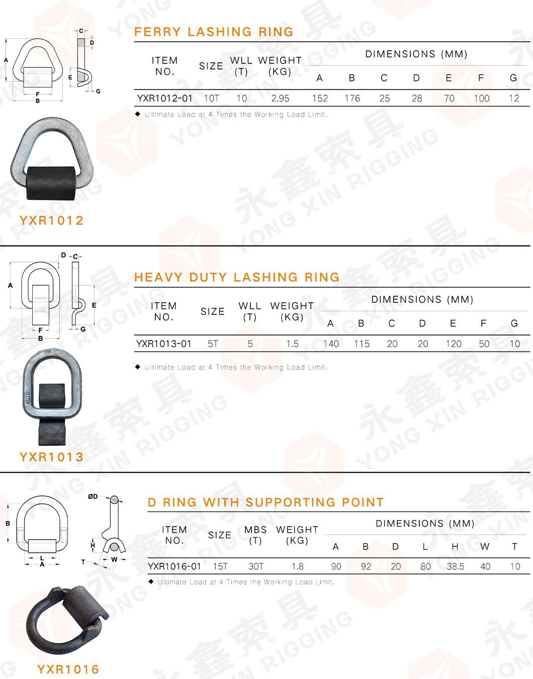 High Quality D Ring with Strap Type a 1/2" Wll 11000lbs Customized Forged Lashing D Ring