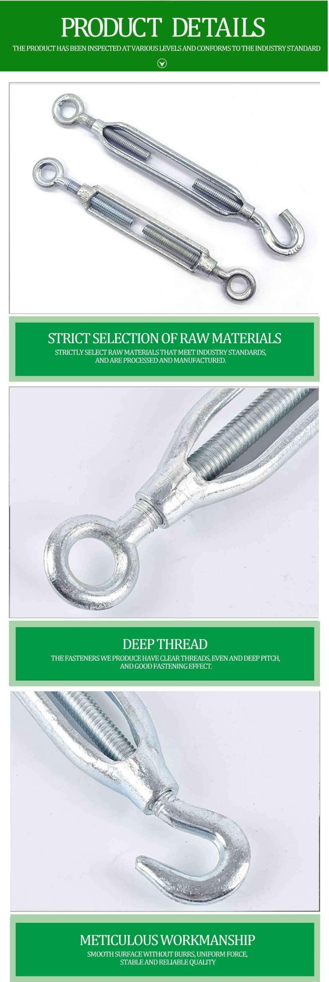 Stainless Steel/Galvanized Drop Forged Wire Rope Turnbuckle with Eye and Jaw