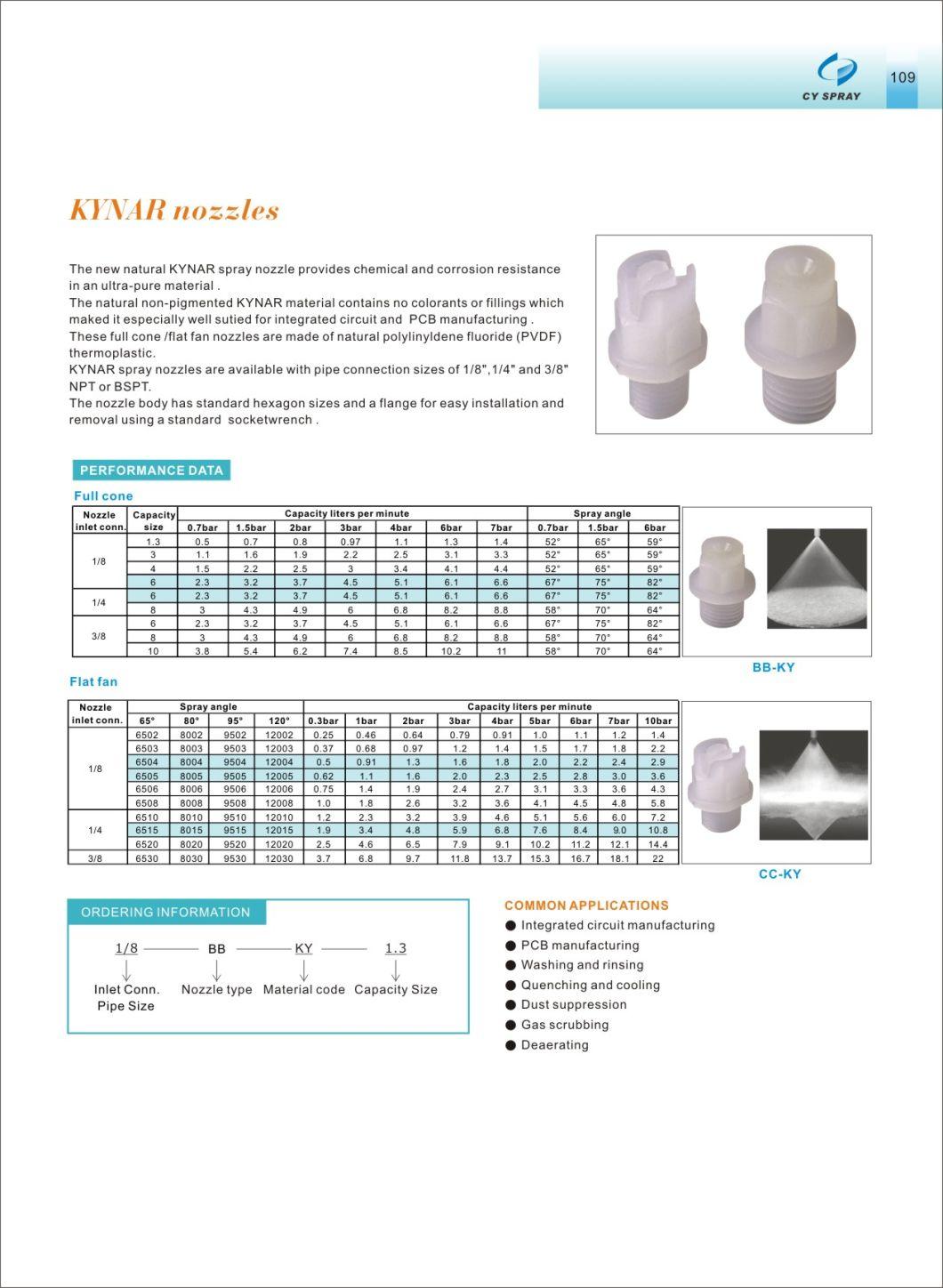 1/4 PVDF One Piece Water Spray Full Cone Nozzles