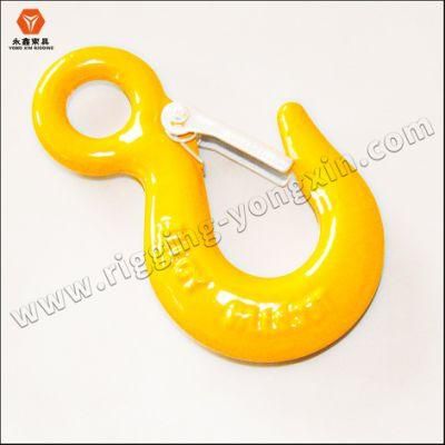 Yongxin Rigging Forged Hoist Hook/G80 High Strength Alloy Steel Safety Loaded Eye Type Hook with Latch