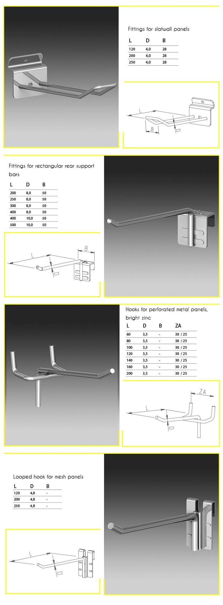 Custom Made Chromed Cheap Single Wire Slatwall Hook for MDF Slatwall Panel